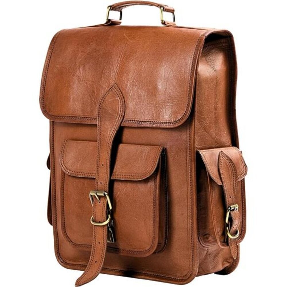 Premium Leather Laptop Backpack 15 Inch For Men Travel